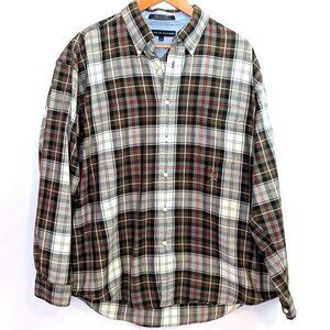 VINTAGE Tommy Hilfiger Men’s | Brown Plaid Button-Down Shirt | Size XL